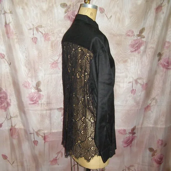 NWOT sz M/L Sies Marjan Black Dress shirt with Lace Back - Picture 7 of 8